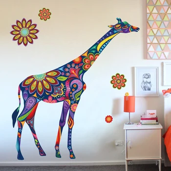 Didelių Spalvingų Žirafa Sienų Lipdukų svetainė, Miegamasis, Vaikų Kambarys Gyvūnų Meno Namų Dekoro lipnios Sienos Lipdukai