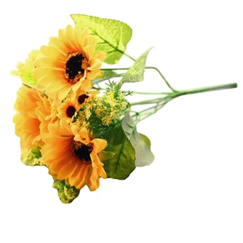 Dirbtinis Saulėgrąžų Geltonos Spalvos Plastikinių Gėlių Dirbtinis, Netikras Puokštė Modeliavimas Mažus Saulėgrąžų Šalies Puokštė Apdaila