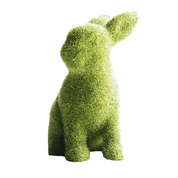 Dirbtinė Moss Triušis Dervos Ir Neklijuotinė Skulptūros Velykų Gyvūnų Triušis Statula Fuzzy Sodo Ornamentas (Žalia)