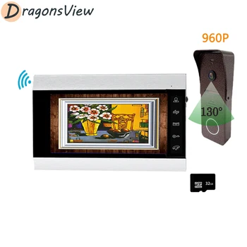 Dragonsview 960P mobilusis Telefonas Durų bell Kamera, Wi-fi, Video Domofonas 7 colių Monitorius, Judesio Įrašymo Platus Kampas 130° Paramos Atrakinti