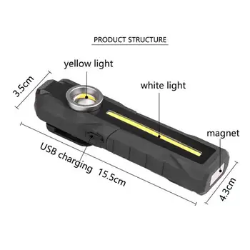 Elektrinis Žibintuvėlis, Nešiojami Delniniai 5W LED+COB Darbo Prožektorius Žibintuvėlis Gegužinė Kempingas USB Įkrovimas