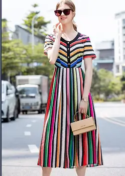 Europa ir Jungtinės amerikos valstijos 2019 m. vasarą nauju moterų slim printed dress plisuotos dressT3605