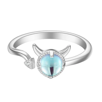 Fantastinis Sky-blue Crystal Katė Žiedai Merginos, Moterys Sidabro Padengtą Ajustable Papuošalai Išskirtinį Draugei Vestuvių Žiedą Dovanų