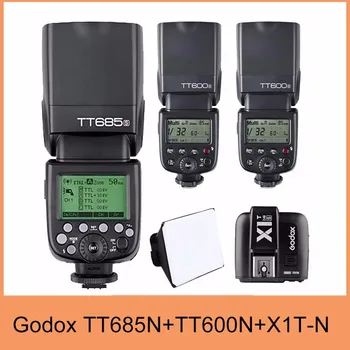 Godox TT685N TTL HSS Flash Speedlite Už Nikon +2x TT600 +X1T-N 2.4 G Siųstuvas