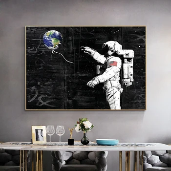 Grafiti Meno Astronautas, Drobė, Tapyba Erdvėje Svajonė Žvaigždžių Plakatų ir grafikos Cuadros Sienos Menas Nuotraukas Kambarį Apdaila