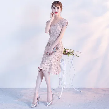 Iki.Dangus Chalatai han edition trumpas mados elegantiškas moteris 2019 naujų šalies slidinėti Bridesmaid suknelę