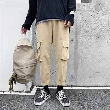 Japonijos ins darbo drabužiai, vyriški mados prekės ženklo tiesus vamzdis prarasti universalus atsitiktinis kelnės pavasario ir rudens mados studentas