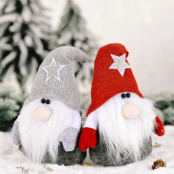Kalėdų Animacinis Naujųjų Metų Švenčių Prekių Santa Claus Beveidis Vyras Lėlės Darbalaukio Papuošalas Kabo Megztos Lėlės Medžio Pakabukas
