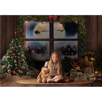 Kalėdų Windows Fotografijos Fonas Foto Studija Žiemos Portretas, Photocall Sniego Arenoje Dovanos Kalėdų Eglutė Kaimiškas Medienos Rekvizitai