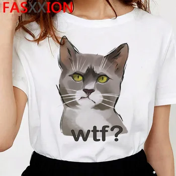 Katė vasaros top moterų baltos spalvos marškinėliai streetwear spausdinti drabužius t-shirt