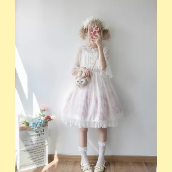 Kawaii drabužių Japonijos mados Lolita jsk suknelė moterims vasaros mielas lankas katė lolita dirželis Gotikos arbatėlė saldus Lolita dress