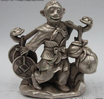 Kinija Baltos Spalvos Bronzos, Sidabro Paauksuota Beždžionė Pareikšti Ruyi Turto Ilgaamžiškumas Persikai Statula