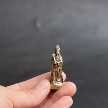 Kinijos Gryno žalvario Jūrų dievo Ma Zu Buda mažas statula