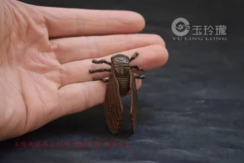 Kišenė (arbata augintinio. cicada) antikvariniai bronzos skulptūros su mažų ornamentais
