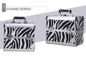 Kosmetikos krepšys Profesionalus makiažas Atveju, kosmetikos dėžutės didelės talpos Aliuminio Du Sluoksnis Grožio Moters Makiažas Lauke Zebra