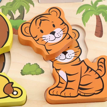 Kūdikių Newbron Montessori Medinės Dėlionės, Žaislų, Ranka Patraukti Valdybos Anksti Švietimo Žaislas Animacinių Filmų Gyvūnų Dėlionė Vaikams
