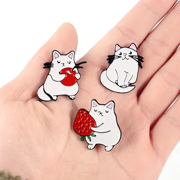 Kūrybinės naujų produktų lydinio sagė animacinių filmų gyvūnų katė braškių mielas juokingas sagė ženklelis maišelį apdailos pin