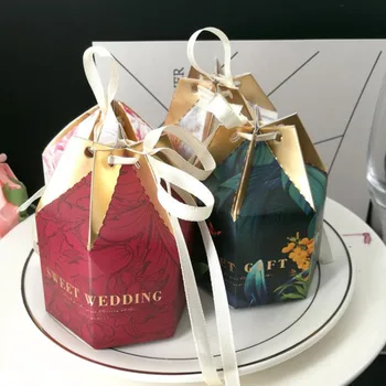 Kūrybos šešiakampe romantiškų Europos vestuvių dovanas, kaip saldainių dėžutė šalies prekių Bomboniera dovanų dėžutėje 50pcs