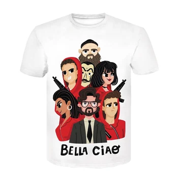 La Casa De Papel Siaubo Filmas Tshirts Vyras Priežastinis Laisvi marškinėliai 2020 metų Vasaros trumpomis Rankovėmis Sportinę Bella Ciao T marškinėliai Cool Viršų