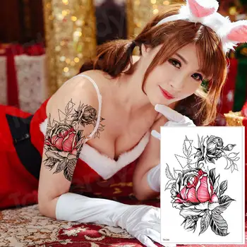 Laikina tatuiruotė ir kūno meno vandeniui laikinos tatuiruotės lipdukas perdavimo rankovių tatuiruotės arm drugelis pakilo modelis, tatuiruotė gėlių