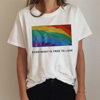 Lgbt Gėjų Marškinėliai Vaivorykštė Lesbiečių marškinėliai moteriška tumblr grunge plius dydžio baltos spalvos marškinėliai spausdinti marškinėlius ulzzang
