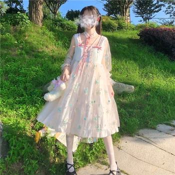 Lolita dress Nemirtingas Oro Mori Aikštėje Apykaklės Gėlių Tinklelio viso Kūno Suknelė Pasakų 2020 Naujas Summerrenaissance princesė lolita lėlės