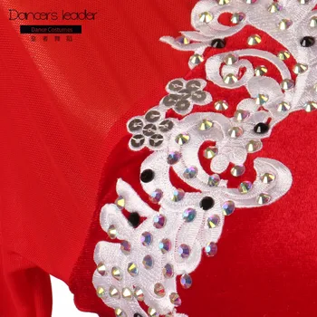 Lotynų amerikos Šokiai Diamond ilgomis rankovėmis Suknelė Ponios Rumbachia Salsa Šokio Kostiumų Sportinių Rezultatų Suknelė Raudona Juoda