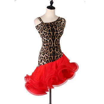 Lotynų Šokių Kostiumas Merginos/Moterys Elegantiškas Vyresnysis Leopard Diržas Sijonas lotynų Konkurencijos Suknelė Rumba Tango Praktikos Drabužius DQL3015