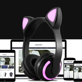 Mados ausinės belaidės ausinės ausinių su spalvinga žiburiai animacinių filmų ausis 