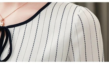 Mados dryžuotas šifono palaidinė moteriška pavasario 2019 moterų viršūnes ir palaidinės priežastinis OLIS blusas moterų marškinėliai moteriška 1977 50