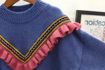 Merginos 2019 m. pavasarį naujas megztinis V žodis atsitiktinis laisvas megztinis marškinėliai - nustatyti galvos kūdikių, vaikų drabužiai vaikams, kūdikių striukė