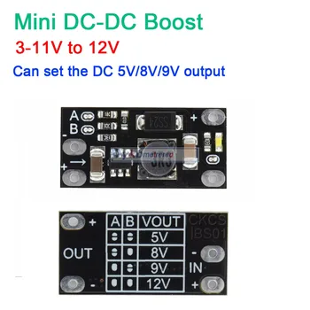 Mini DC-DC Padidinti Žingsnis Iki Konverteris 3V 3.2 3.3 V V, 3,7 V 5V 9V į 12V Įtampos Reguliatoriaus PCB Lenta Modulis gali nustatyti 5V/ 8V/ 9V