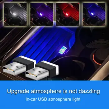 Mini LED Automobilių Šviesos Auto Interjero Atmosferą USB Šviesos Dekoro Plug And Play Lempos Avarinio Apšvietimo PC Auto Produktų Deco Lempos