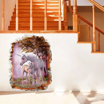 Miško Vienaragis Sienų Lipdukai Vaikams Kambariai Kambarį Vaikams Žirgo Galvos Dekoro 3D Efektas Sienos Lipdukai 