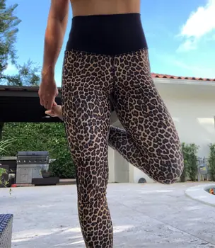 MUMS, Moterims, Leopardas spausdinimui Fitneso Antblauzdžiai Push Up Klubo Ruožas Sportinės Kelnės