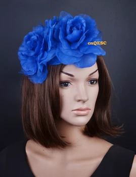 NAUJAS Elegantiškas 4 spalvų mėlyna šilko gėlės fascinator sinamay bazės oficialų skrybėlę, kentukis derbis skrybėlę vestuvių skrybėlę.NEMOKAMAS PRISTATYMAS.