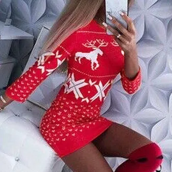 Naujas merginų, Moterų Kalėdų Mini Suknelė Ponios ilgomis Rankovėmis Kalėdos Jumper Suknelės Viršūnių vestido skraiste платье Модные женщины mujer#W