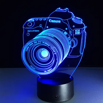 Naujiena 3D Lempos Kamera Iliuzija LED USB Lempa Touch RGB 7 Spalva Keičiasi Stalo Naktį Šviesos Naktiniai Apdailos LED Lempos Dropship