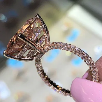 Naujo Dizaino Moterų Pirštų Žiedai Prabanga Solitaire Aikštėje Cirkonis Blizga Kristalų Jaunavedžių Santuokos Žiedai Užsiimti Klasikinis Vestuvių Papuošalai