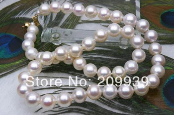Nemokamas pristatymas Fine JEWELRY turas AAA+ 8.5-9mm balta akoya perlų karoliai 14K Užsegimas