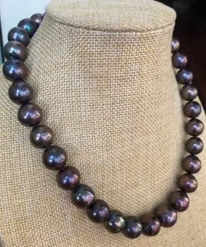 Nemokamas pristatymas >>>>noble jewelry stunningAAA12-15mm Gėlo vandens turas juoda žalia raudona perlų vėrinį