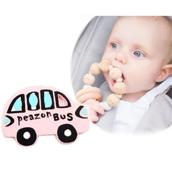 Pardavimas Nešiojamų Silikono Kūdikių Teether Kramtyti Stick Minkštas Chewable Silikono Autobusų, Automobilių Pakabukas Kūdikiui Kramtyti Žaislus