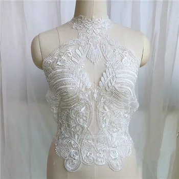 Prancūzų Nėriniai Pleistras Rankų darbo Karoliukai 3D Vestuvių Suknelė Aplikacijos 