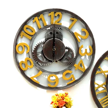 Retro Pramonės Stiliaus Namų Baro Sienų Apdailai Laikrodis Kūrybinių Įrankių Mediniai Kabinti Derliaus Silent Sieninis Laikrodis, Papuošalai