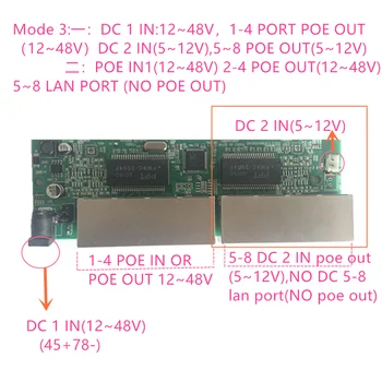 Reverso galia Spardytis poe switch POE IN/OUT 5V12V24V48V 100 mbps 802.3 NE/AF 45+78 - DC5V~48V tolimojo serijos Jėga POE48V12V24V