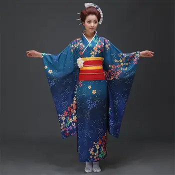 Seksualus Derliaus Moterų Promenadzie Suknelė Gėlių Naują Atvykimo Japonijos Traditioinal Kimono Klasikinis Yukata Su Obi