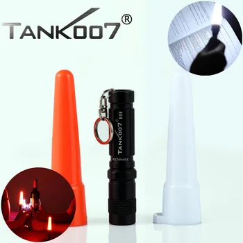 TANK007 E09 CREE 120lumen 3 režimai Mini Keychain kepuraitė su led žibintuvėlis raudonos šviesos 1*aaa baterijos + aliuminio led lemputė difuzorius