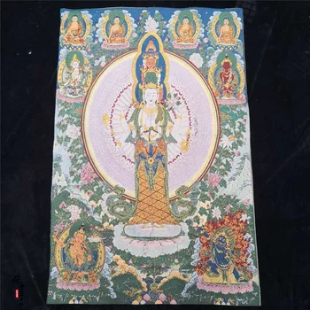 Thangka siuvinėjimo religinių Tibeto portretas Nepalo Budistų šventykla brokatas tapybos šilko apdaila pav tūkstančių rankų Guany
