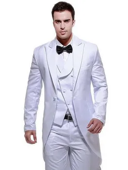 Tinkinti Aukštos kokybės Dviejų Mygtukų pilka Jaunikis Tuxedos Piko Atvartas Vestuvių Vyrų Kostiumas Jaunikis Kostiumai( švarkas+Kelnės+liemenė+kaklaraištis)