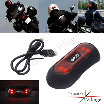 Universalus LED Šviesos Motociklo, Dviračio Šalmas Naktį Važiuoti Saugos Smart Šviesos Ruože USB Įkroviklis Įspėjimo Indikatorių